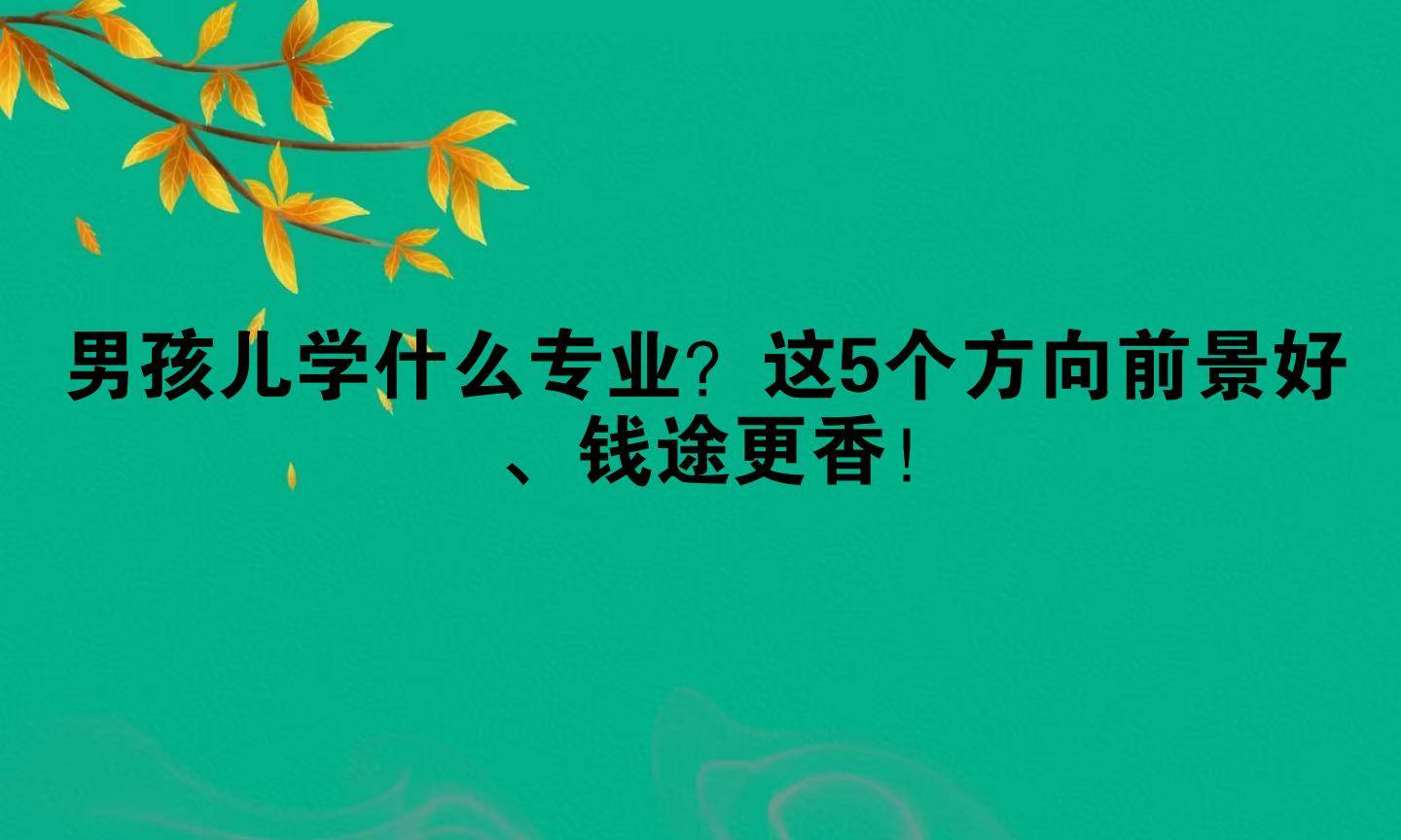 男孩儿学什么专业？这5个方向前景好、钱途更香！